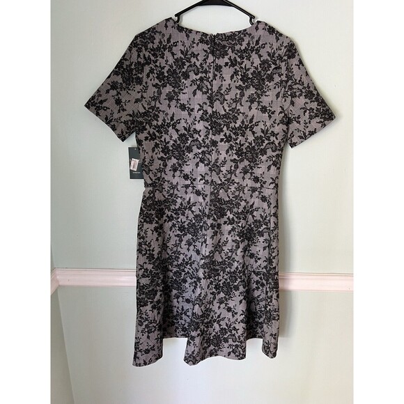 $180 Ralph Lauren Women's Black Pembrook Floral Knit Baba A-Line Day Dress Sz 10 - Picture 9 of 14